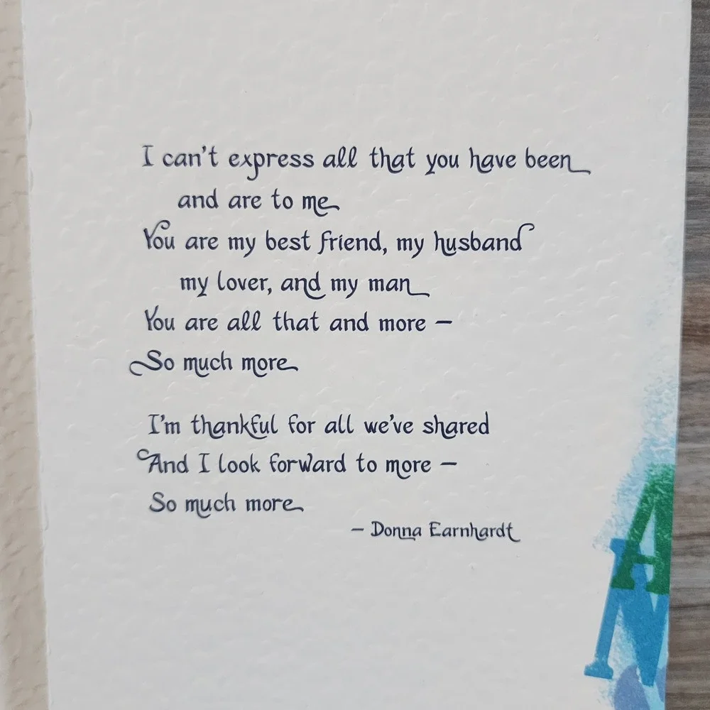 Blue Mountain Arts Husband Greeting Card Donna Earnhardt Poem Textured Paper